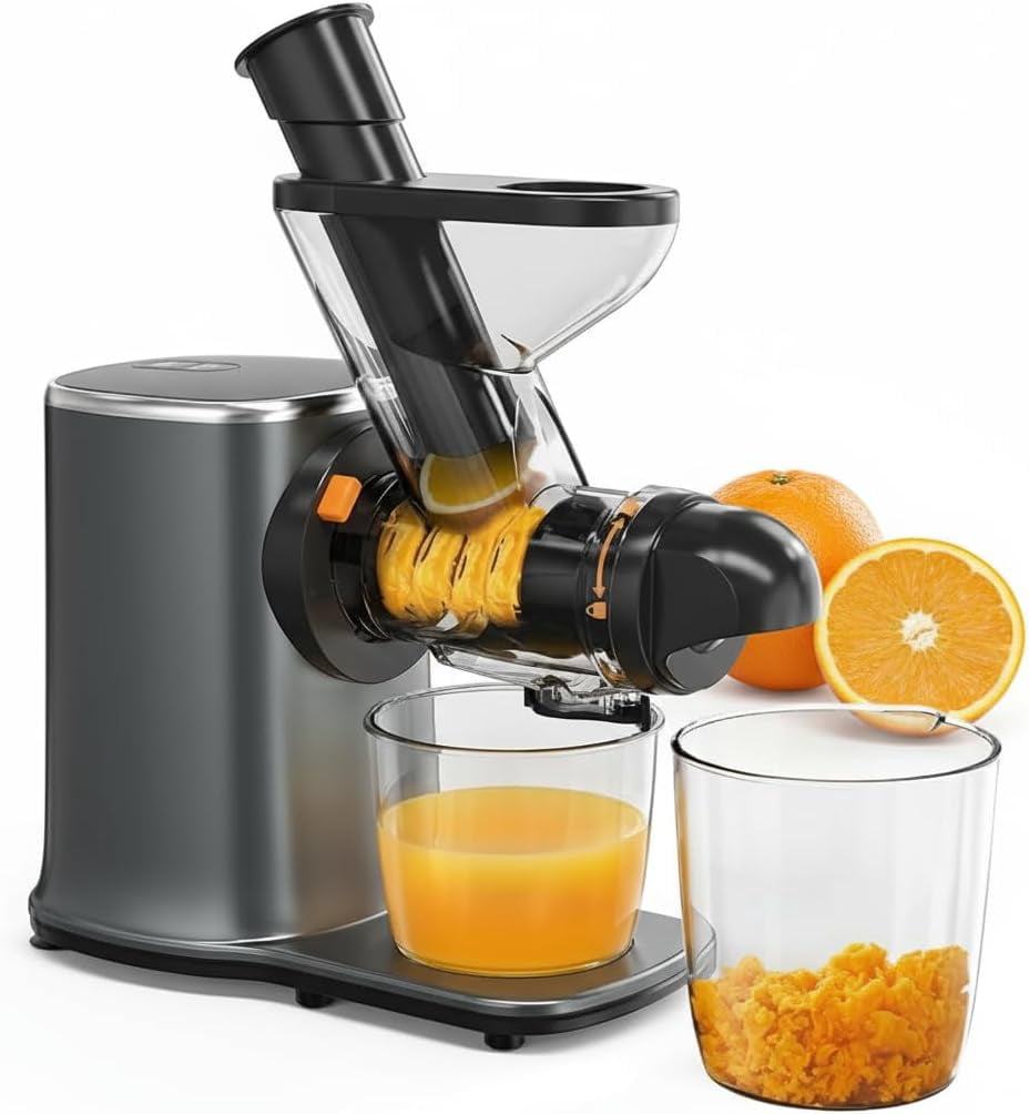 Slow Masticating Cold Press Juicer Machines, High Juice Yield, Self-Feeding with 5.4” Large Chute for Whole Vegetables & Fruits, Reverse Function