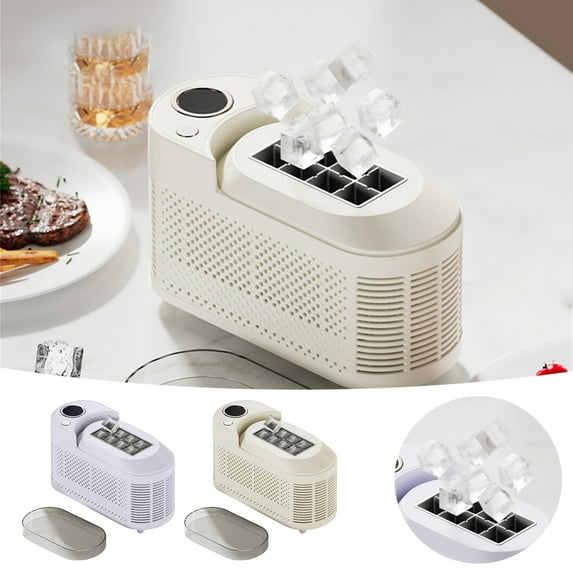 Slow Melting Ice Cubes Small Freezer Pack Compact Portable Countertop Ice Maker Mini Cube Ice Machine For Home Dorm Camping & Car Use