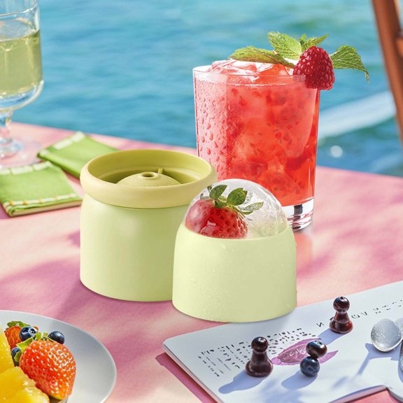 Slow-Melting Large Ice Ball Maker for Whiskey - Food-Grade Silicone Ice Mold with Easy Release, Space-Saving Design & Leakproof Lid (BPA-Free, Perfect for Cocktails, Home Bars, BBQs) GN