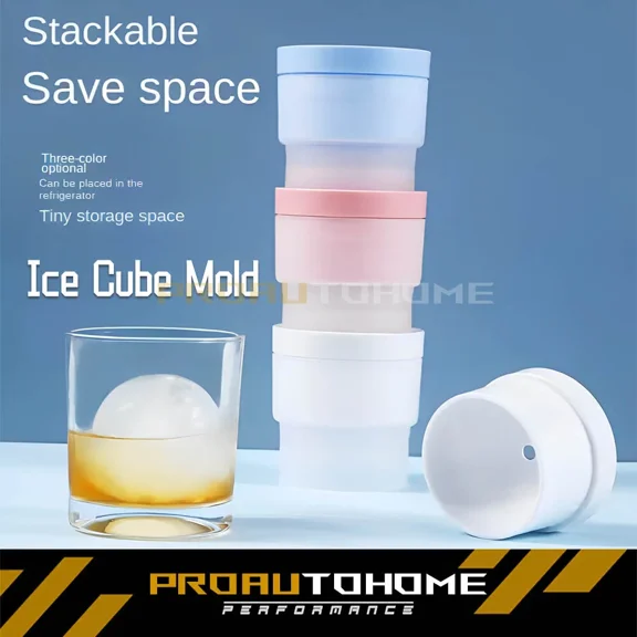 ??Slow-Melting Stackable Round Ice Cube Mold Maker For Whisky Cocktails Beverage