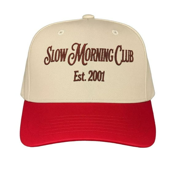 Slow Morning Club Embroidered Hat, Aesthetic Trucker Cap for Relaxed Vibes, Vintage Inspired Baseball Hat for Lazy Days, Thoughtful Gift for Slow Living Fans