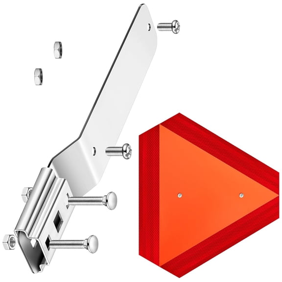 Slow Moving Vehicle Sign, Aluminum Reflective Triangle with Quick-Setup Bracket for Tractors & Golf Carts