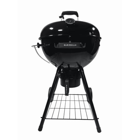 SnS Grills Slow 'N Sear® 22" Black Edition Charcoal Kettle Grill — Premium Two-Zone Smoking & Searing Kettle With Probe Port, Smoke Port & Lid Cradle