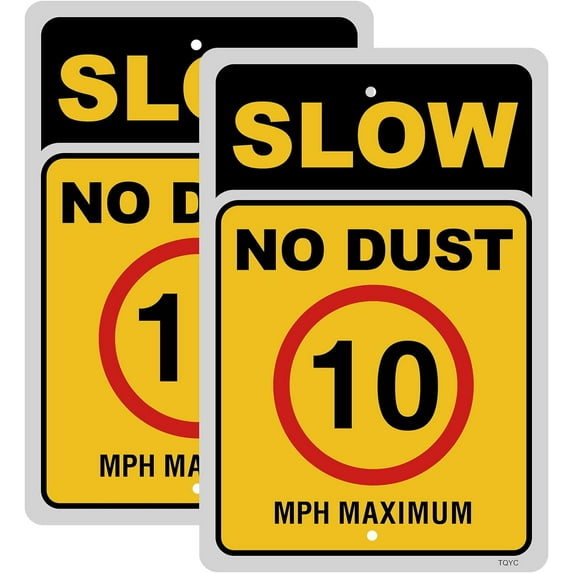 Slow No Dust 10 MPH Maximum Sign, 2-Pack 12” x 16” .040 Rust Free Reflective Sheeting Aluminum Speed Limit Sign