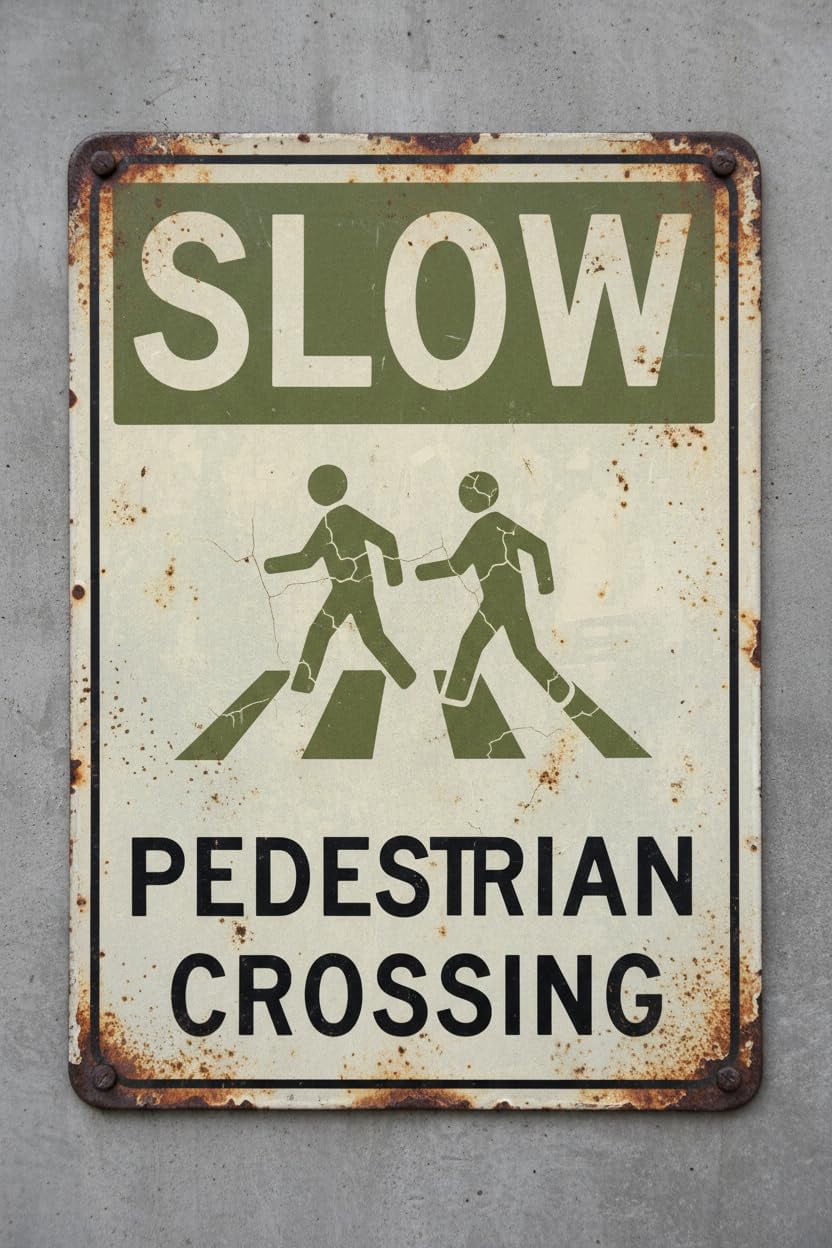 Parking Sign Rounded Slow Pedestrian Crossing|Full Color Metal Single-sided Street Parking ...