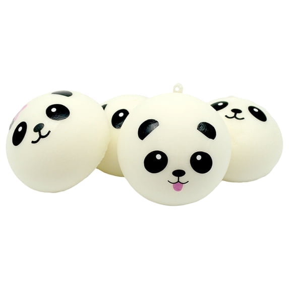 Slow Rebound Panda Expression Steamed Bun Stress Relief Fidget Set Hand Squeeze Sensory Collectible Foam Panda Bun Desktop Decor.4pc
