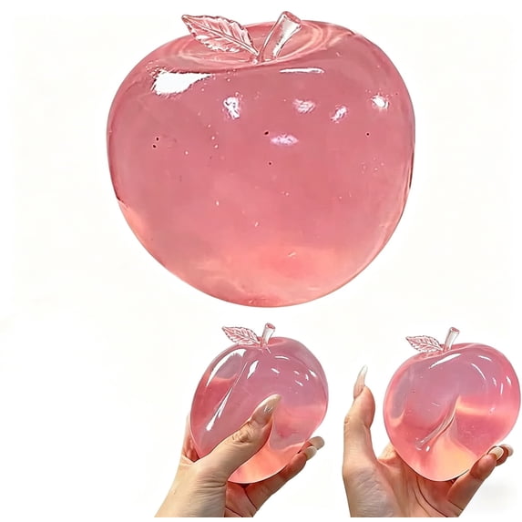 Slow Rising Apple Squishy, Pink Translucent Maltose Filled Fruit Squishies, Soft Stress Relief Squeeze Toy for Adults & Kids at Home & Office