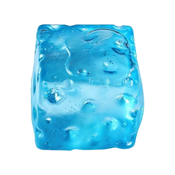 Slow Rising Blue Clear Cheese Squishy Toy, 2.8" Maltose Filled Soft Squeeze Decompression Sensory Toy for Adults and Kids