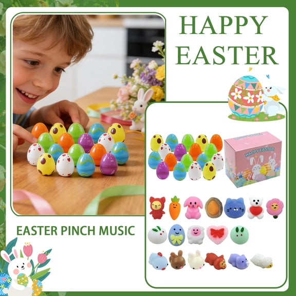 Slow Rising Easter Egg Squishy Set 18 Pack Stress Relief Squeeze Toys for Easter Egg Hunt Basket Stuffers Sensory Fidget Toys Party Favors Spring Decor