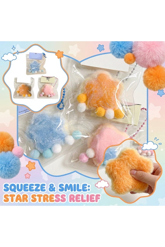 Slow Rising Fluffy Star Squishy Toy Sensory Fidget Toy for Stress Relief Desk Decor, Orange
