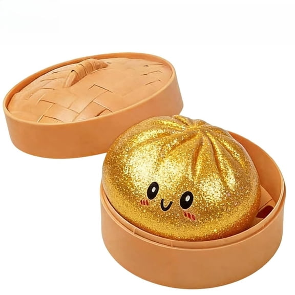 Slow Rising Glitter Dumpling Squishy - Sparkly Steamed Bao Bun Squeeze Toys, Dumpling Squishy Sensory Fidget for Desk #Gold