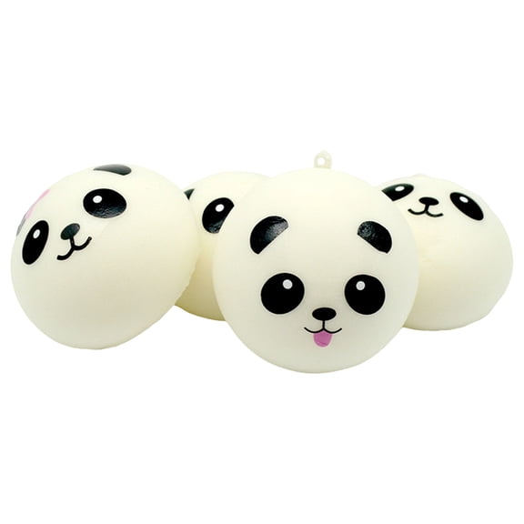 Slow Rising Panda Steamed Bun Squeeze, 4Pcs Stress Relief Decompression Gadget Soft Slow Rebound Simulation Bun for Office Relax Desk Decor & Portable Calming Daily Accessories