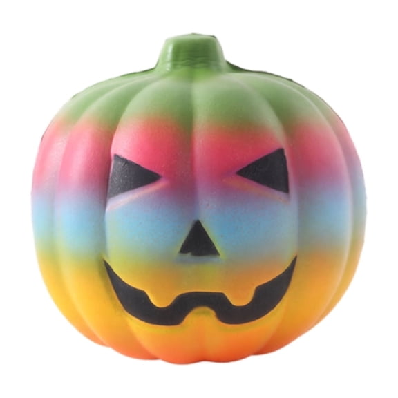 Slow Rising Squeeze Toys, Rainbow Gradient Halloween Pumpkin, Slow Rising Stress Ball, Squeeze Relaxation Toys, 4X4X3.5 Inch Soft Squeeze Jack O Lantern Decor, Sensory Squeeze for