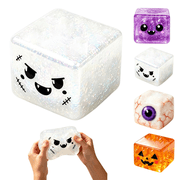 Slow Rising Squishiesing Halloween Cube, Squishies Squeeze Cute Cube, Stress Relief Gadgets for Anxiety Relief,Silver