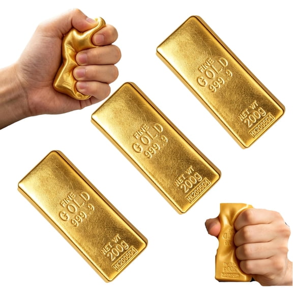 Slow Rising Squishing Gold Stick, Sticky Gold Sticks Squeeze Toys, Realistic Gold Squishies Fidget Toys for Decompression Anxiety Relaxation(3Pcs)