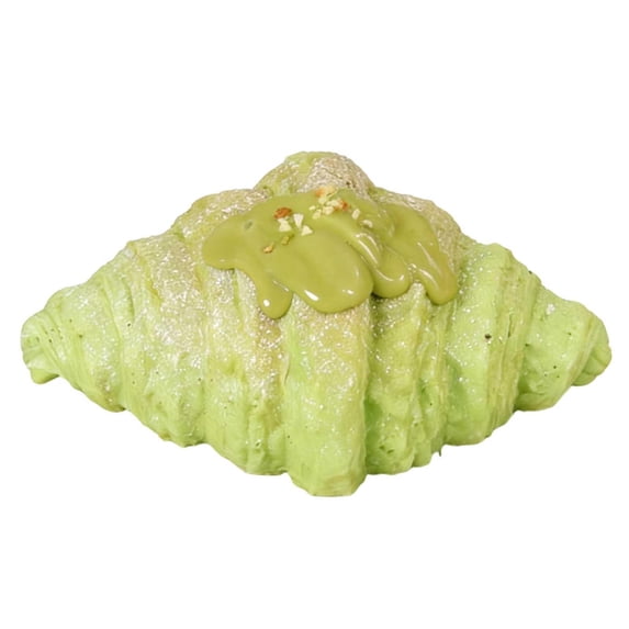 Slow Rising Squishy Croissant with Green Icing and Nut Topping, 1-Pack, Green, for Kids and Adults, Toy