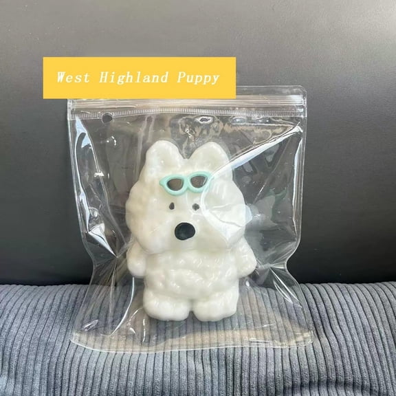 Slow Rising Squishy Cute West Highland Dog with Removable Sunglasses Soft Creamy Squeeze for Fun Sensory Fidget Relaxation and Daily Fun Anxiety Relief