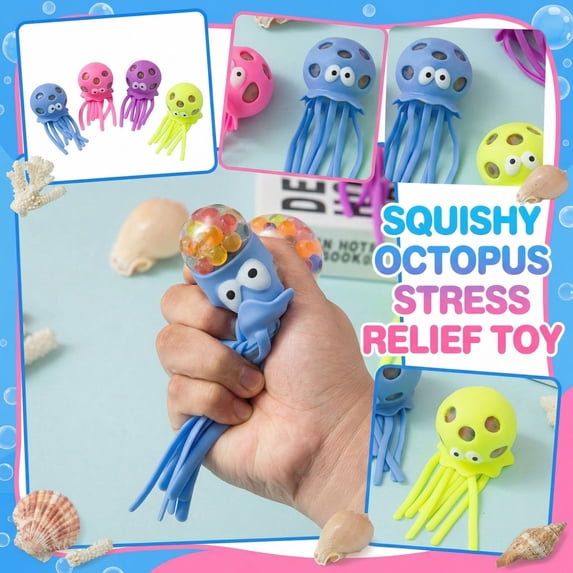 Slow Rising Squishy Jellyfish Octopus Ball Water Bead Inside Super Soft Sensory Stress Relief T+oy Creative Design Random Color For Home Office Party Favors
