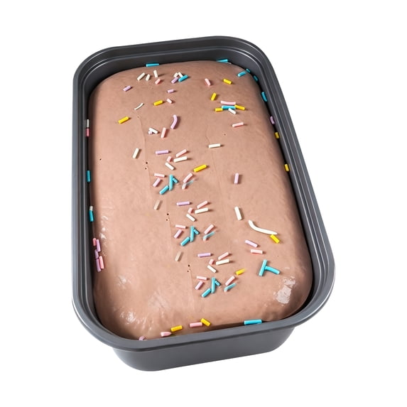 Slow Rising Squishy Toy with Chocolate Cake and Colorful Sprinkles, 1 Piece, Brown with Multicolor Sprinkles in Gray Pan, for Relaxation And, Simulation Squishy Toy