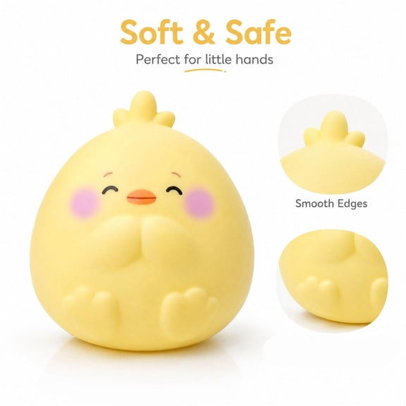 Slow Rising Squishy Toy with Soft Smooth Edges, Single Piece, Yellow Chick Design, for Kids, Sensory Squeeze Toy
