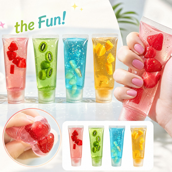 Slow Rising Toothpaste Squishy Toy, Realistic Transparent Tube with Glitter & Berry Inclusions, Soft Squeeze Sensory Fidget Random color1pcs