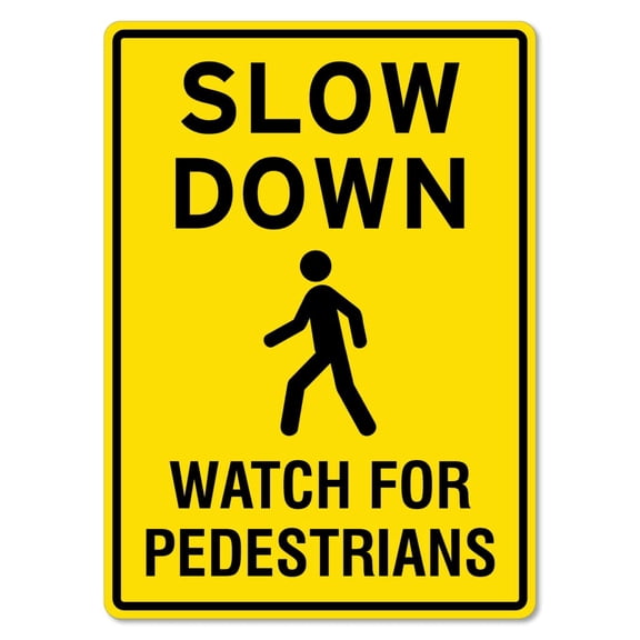Slow Down Sign – Watch For Pedestrians Child Safety Signs Watch For Children Metal Tin Sign Caution Danger Safety Security Warning Notice Signs Size: 8 x 12 inch
