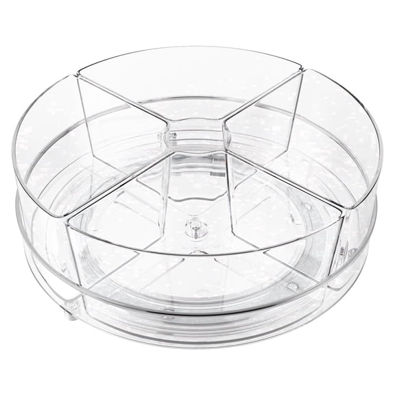 Slow Slog 9 inch Rotating Lazy Susan Organizer with 4 Removable Bins, Multi-Functional Turntable Storage for Fridge Kitchen Cabinet Vanity