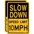 thumbnail image 1 of Slow Down Speed Limit 10 MPH Sign,Traffic Sign,17 x 12 inches,Reflective Aluminum,UV Protected,Weather Resistant,Waterproof,Durable Ink,Outdoor Use,Easy to Mount, 1 of 6