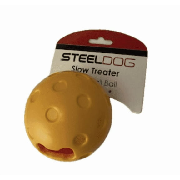 Steel Dog USA Slow Treater Pickleball Dog Toy Treat Dispensing, Tough Chewer, Interactive Puzzle Ball