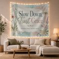 thumbnail image 1 of Slow Down Trust Grace in Aged Paper with Botanicals, Inspirational Watercolor for Mindfulness Lovers, Wall Art Print, Housewarming Gift Tapestry Wall Hanging for Living Room and Bedroom, 1 of 7