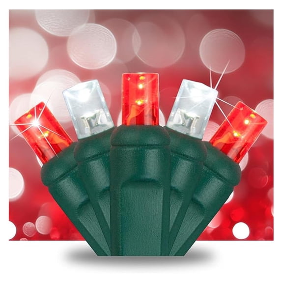 Slow Twinkling Christmas Lights, Soft Twinkle String Lights Pulsing Christmas Lights (50 Lights, 17 Ft, Red/Cool White)