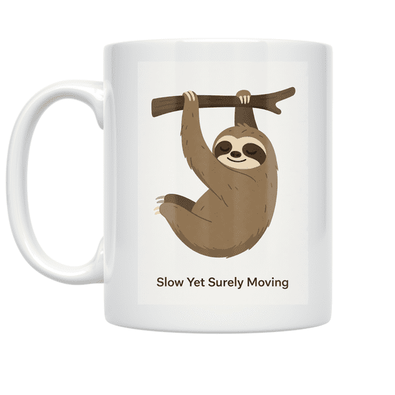 Slow Yet Surely Moving Sloth Design - Sloth Lover - 11 oz Ceramic Coffee Mug