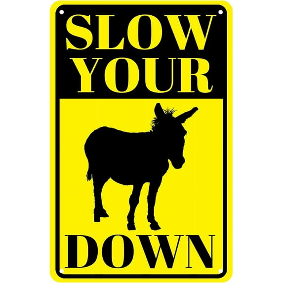 Slow Your Donkey Ass Down Retro Vintage Tin Sign Iron Painting Metal Tin Sign Man Cave Bar Cafe Garage Wall Decor 16x12 Inch