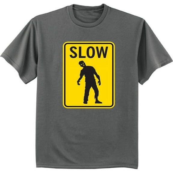 Slow Zombie Street Sign Funny Gamer T-shirt Men's Graphic Tee