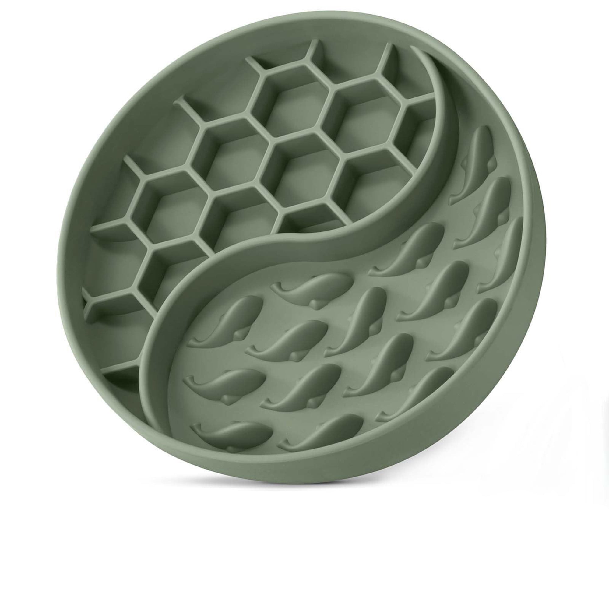 Slow feeder dog bowl, silicone pet bowl with suction cups, non slip dog bowl for fast eaters, anxiety relief, fun feeding design, promotes digestion, easy to clean, dishwasher safe, green