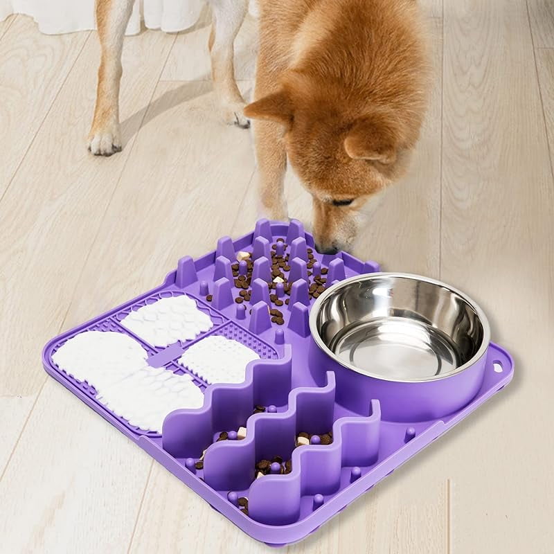 Slow feeding pad for dogs, silicone licking pad bowl with suction cups