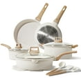 thumbnail image 1 of Slowfeel 15-Piece Pots and Pans Set, Nonstick Cookware Set with Utensils, Induction Compatible, White Granite, 1 of 8