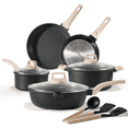 thumbnail image 1 of Slowfeel 15-Piece Pots and Pans Set, Nonstick Cookware Set with Utensils, Induction Compatible, Black Granite, 1 of 6
