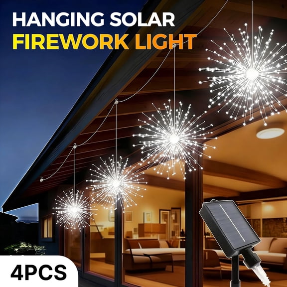 Slssqhz 4 Pack Firework Starburst Lights 8 Modes LED Battery Operated Chandelier Star Lights with Remote, Hanging Ceiling Decor for Bedroom, Yard, Patio, Party, Christmas Decor