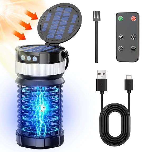 Slssqhz 4000mAh Solar USB Rechargeable Bug Zapper Fly Insect Mosquito Killer Lamp Light Insect Trap Auto Sensor for Patio Camping Yard Home