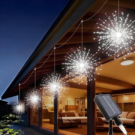 Slssqhz 8 Pack Firework Starburst Lights 8 Modes LED Battery Operated Chandelier Star Lights with Remote, Hanging Ceiling Decor for Bedroom, Yard, Patio, Party, Christmas Decor