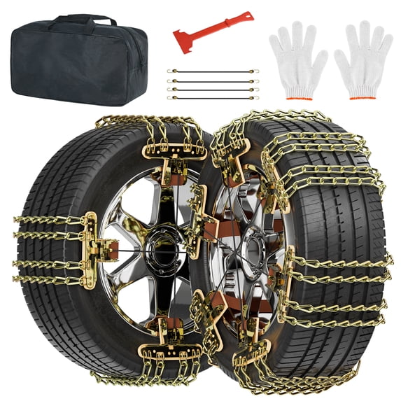 Slsy 10 Pack Snow Chains Adjustable Tire Chains for Tire Width 215-285 mm SUV Truck Pickup, Quick Fit Easy Installation Tire Chains, Thickened Car Anti Skid Tire Chains