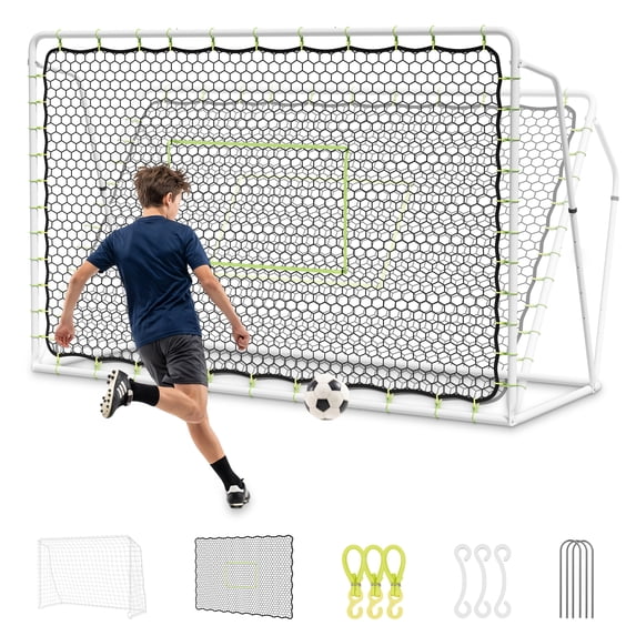 Slsy 10'x6.5' Sports Soccer Rebounder,2 IN 1 Galvanized steel pipe Soccer Goal for Backyard,5 Adjustable Angles,Soccer Gifts,Perfect for Backyard Practice and Training