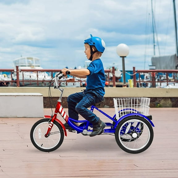 MOONCOOL 16 inch Tricycle Trikes for Beginner Riders, Small Tricycle Single Speed 3 Wheel Bikes, Low Step Through Three-Wheeled Bicycles with Rear Basket