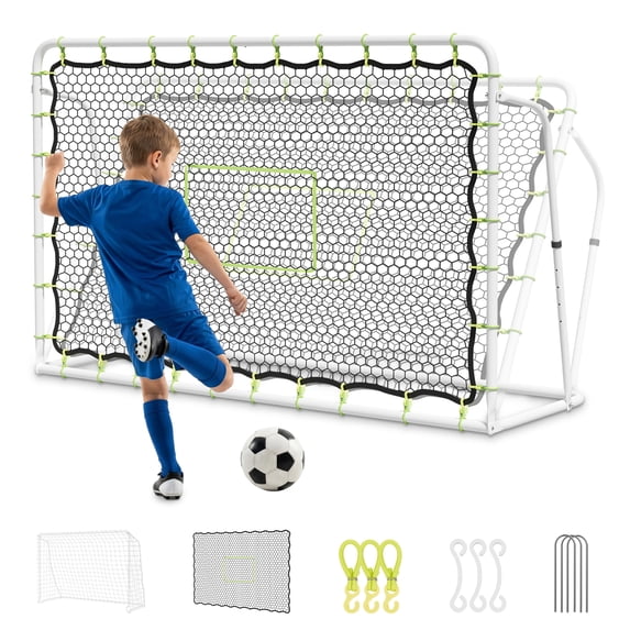 Slsy 2 IN 1 Soccer Rebounder Net,Galvanized steel pipe Soccer Goal for Backyard, 5 Adjustable Angles,Soccer Gifts,Weatherproof for Teens Adults Practice Training(6'x4')