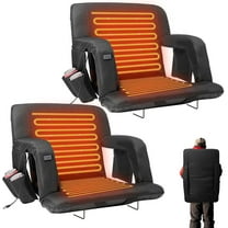 Slsy 2 PACK Dual-Sided Heated Stadium Seats for Bleachers with Back & Arm Support and Wide Cushion, Extra Portable 6 Reclinng Positions Bleacher Seat for Outdoor Camping Games Sports