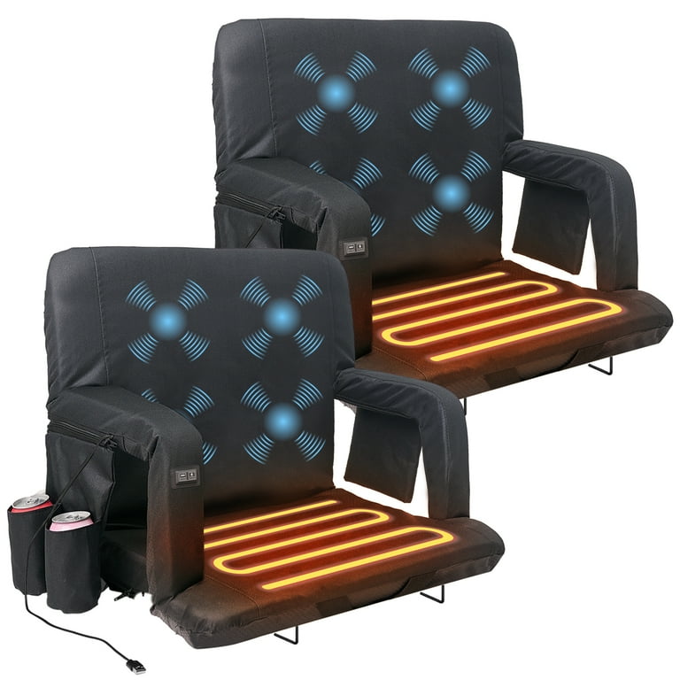 Slsy 2pc Heated Massage Stadium Seat for Bleacher w/Back Support