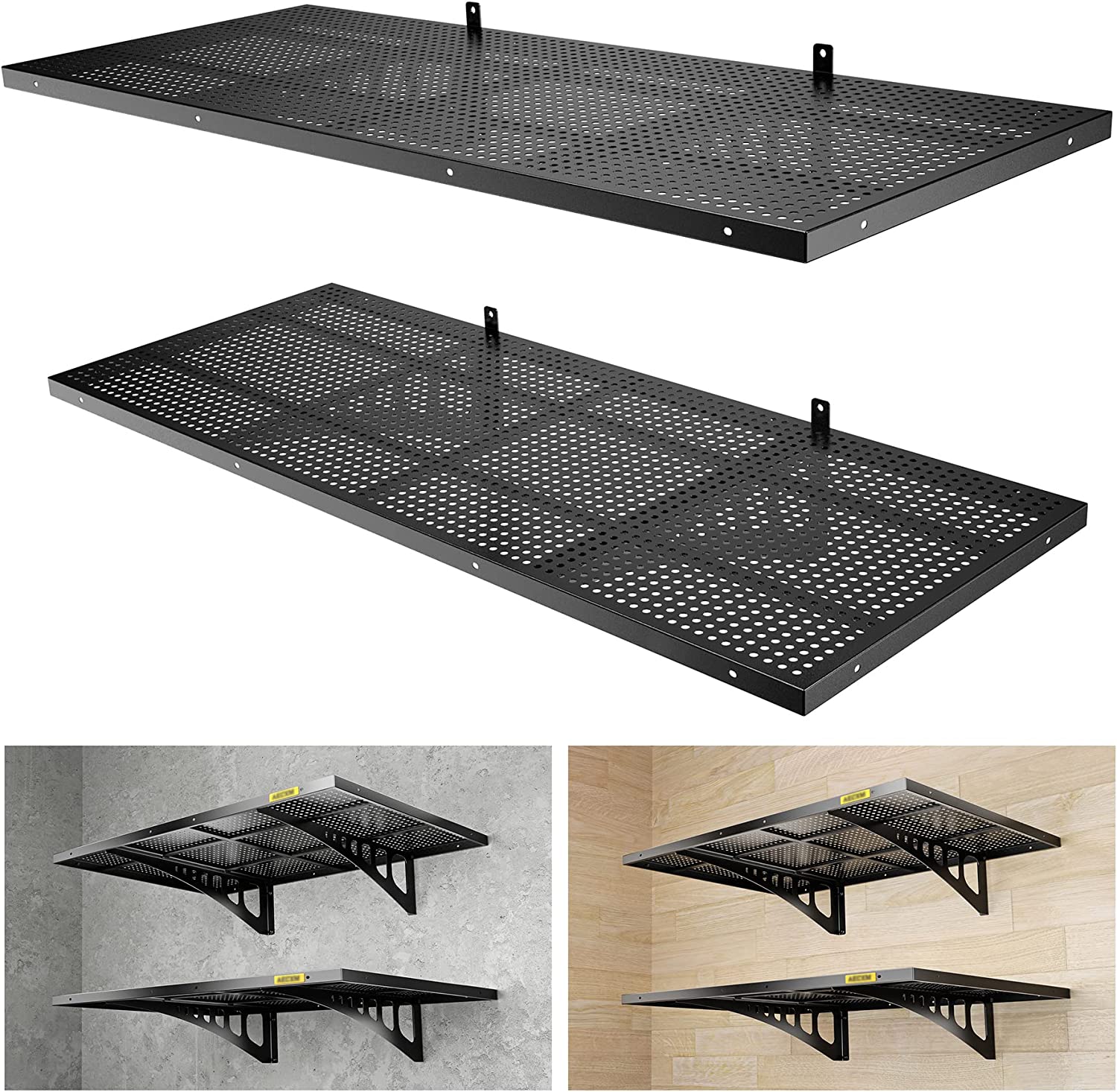 Slsy 2Pack 1.7x3.3ft Garage Storage Rack, Floating Wall Shelves