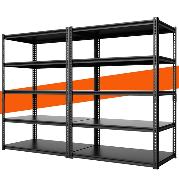 Slsy 2 Pack 72"H x 36"W x 18"D Garage Shelving, Heavy Duty Steel Shelving Storage Rack Shelves, 5 Tier Steel Shelf Rack Shelf Unit, 2000LB Capacity
