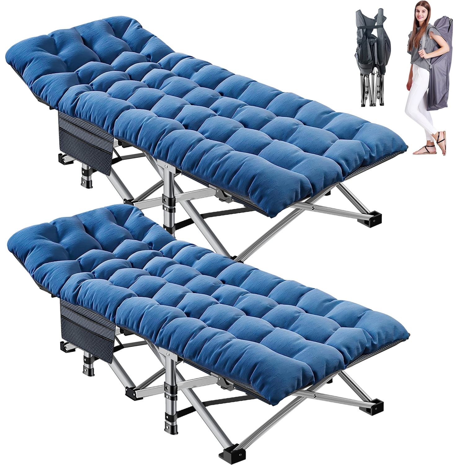 Slsy 2 Pack Portable Folding Bed Cots, Foldable Single Travel Mattress